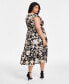 ფოტო #2 პროდუქტის Plus Size Printed V-Neck Fit & Flare Dress