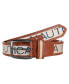 Фото #2 товара Men's Logo Ribbon with Leather Trim Belt