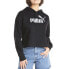 Фото #2 товара Puma Essentials+ Cropped Metallic Logo Pullover Hoodie Womens Black Casual Outer