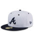 Фото #2 товара Men's White Atlanta Braves Throwback Mesh 59Fifty Fitted Hat