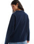 ASOS DESIGN supersoft boxy funnel neck zip through cardigan in navy