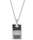 ფოტო #1 პროდუქტის Diamond Flag Dog Tag Pendant Necklace in Sterling Silver (1/2 ct. t.w.)