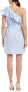 Donna Morgan 240013 Womens Cotton One Shoulder Ruffle Dress Oxford Blue Size 16