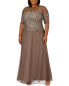 Фото #1 товара Adrianna Papell Beaded Illusion Long Dress Women's 14