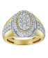 Фото #1 товара Ice Bowl Natural Certified Diamond 2.01 cttw Round Cut 14k Yellow Gold Statement Ring for Men