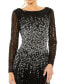 Women's High Neck Sequin Embellished Long Sleeve A Line Gown