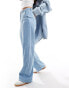 Фото #4 товара ONLY Hope high waisted wide leg boucle jeans in light blue