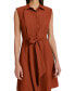 ფოტო #4 პროდუქტის Women's Sleeveless Tie-Waist Shirtdress