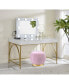 Lightmane Vanity Desk In White High Gloss & Gold Finish