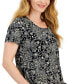 Women's Short Sleeve Printed Knit Top, Created for Macy's
