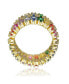 Sterling Silver 14k Gold Plated Rainbow Cubic Zirconia Cluster Ring