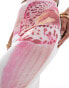 Kaiia mesh column maxi skirt with co-ord in white and pink orchid print