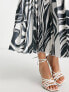 Фото #3 товара ASOS DESIGN Petite satin pleated midi skirt in mono zebra print
