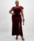 ფოტო #2 პროდუქტის Plus Size Off-The-Shoulder Velvet Gown