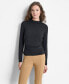 ფოტო #1 პროდუქტის Women's Solid Side-Ruched Mock-Neck Long-Sleeve Blouse