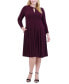 Фото #1 товара Plus Size Ruched 3/4-Sleeve Midi Dress