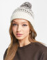 Vero Moda patterned bobble hat in cream fairisle