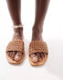 Accessorize woven slide in tan leather