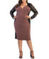 ფოტო #2 პროდუქტის Women's Plus Size Valentina Long Sleeve Lace Illusion Dress