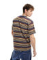 Vans cullen striped t-shirt in brown and blue multi