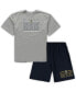 ფოტო #2 პროდუქტის Men's Heathered Gray and Navy Milwaukee Brewers Big and Tall T-shirt and Shorts Sleep Set