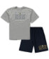 Фото #2 товара Men's Heathered Gray and Navy Milwaukee Brewers Big and Tall T-shirt and Shorts Sleep Set