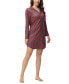 ფოტო #6 პროდუქტის Women's Long Sleeve Notch Collar Sleepshirt Nightgown