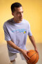 Фото #3 товара Fit NBA Los Angeles Lakers Oversize Fit Bisiklet Yaka Kısa Kollu Tişört
