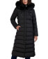 Фото #1 товара Womens Maxi Shine Bibbed Faux-Fur-Trimmed Hooded Puffer Coat