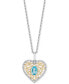 Фото #1 товара Enchanted Disney Fine Jewelry swiss Blue Topaz (5/8 ct. t.w.) & Diamond (1/6 ct. t.w.) Princess Heart Filigree Pendant Necklace in Sterling Silver & 10k Gold, 16" + 2" extender