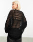 Фото #8 товара Weekday Silva sheer variegated bubble knitted sweater in black