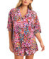 ფოტო #3 პროდუქტის Women's Button-Up Shirt & Smocked Shorts Set