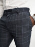 New Look skinny suit trousers in grey & blue check