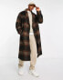 Фото #3 товара ASOS DESIGN oversized wool look check overcoat in black and brown