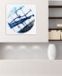 Blue Stripes 2 Frameless Free Floating Tempered Glass Panel Graphic Abstract Wall Art, 38" x 38" x 0.2"