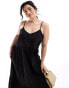 Pieces Curve frill bottom maxi dress in black