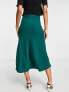 Фото #2 товара ASOS DESIGN midi skirt with ruched side and button detail in dark green