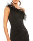 Фото #3 товара Women's One Shoulder Feather Trim Gown
