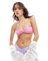 The Frolic Serenity knot front contrast bikini top in pink crinkle