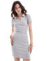 Фото #1 товара Miss Selfridge rib polo mini dress in grey marl