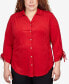 Фото #1 товара Plus Size Park Place Stretch Knit Faux Suede Button Up Top