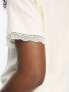 Фото #4 товара ASOS DESIGN mix & match rib & lace pyjama tee in cream