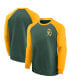 Фото #1 товара Men's Green and Gold Green Bay Packers Historic Raglan Crew Performance Sweater