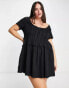 Фото #3 товара ASOS DESIGN Curve twill square neck mini corset dress with raw edge detail in black