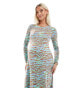 Mamalicious Maternity long sleeved maxi dress in multi zebra print