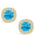 Topaz (2-1/2 ct. t.w.) and Diamond (3/8 ct. t.w.) Halo Stud Earrings in 14K Yellow Gold