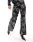 JDY wide leg trouser co-ord in black floral print