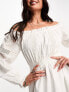 Фото #3 товара Miss Selfridge lace insert bardot maxi dress in ivory