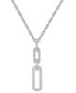 Фото #1 товара Macy's cubic Zirconia Double Link 18" Pendant Necklace in Sterling Silver or 14k Gold-Plated Sterling Silver