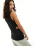 Weekday Antonia square neck vest top in black M - фото #7